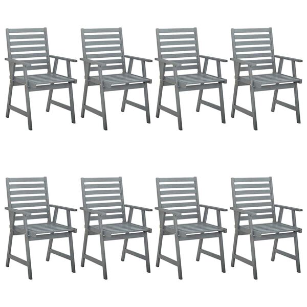 vidaXL Chaises &agrave; manger d'ext&eacute;rieur et coussins lot de 8 Acacia massif