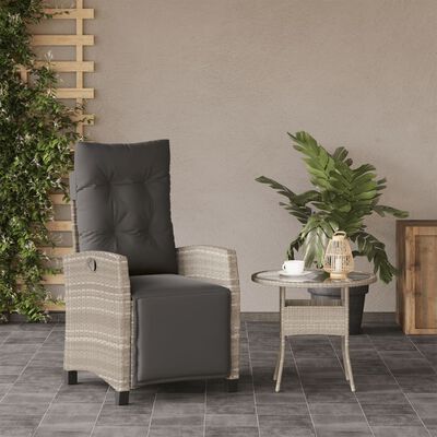 vidaXL Chaise inclinable de jardin avec repose-pied gris clair rotin