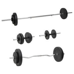 vidaXL Ensemble d'halt&egrave;res et de barres avec plaques 60 kg