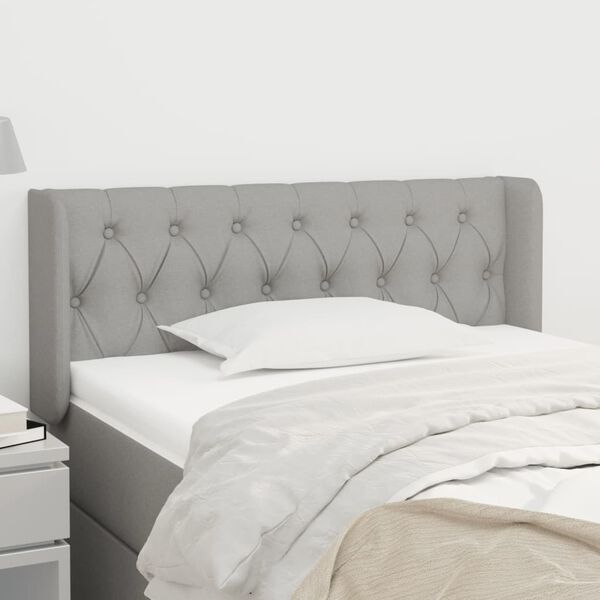 vidaXL T&ecirc;te de lit avec oreilles Gris clair 103x16x78/88 cm Tissu