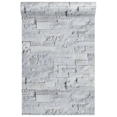 vidaXL Papier peint 3D aspect de pierre gris clair