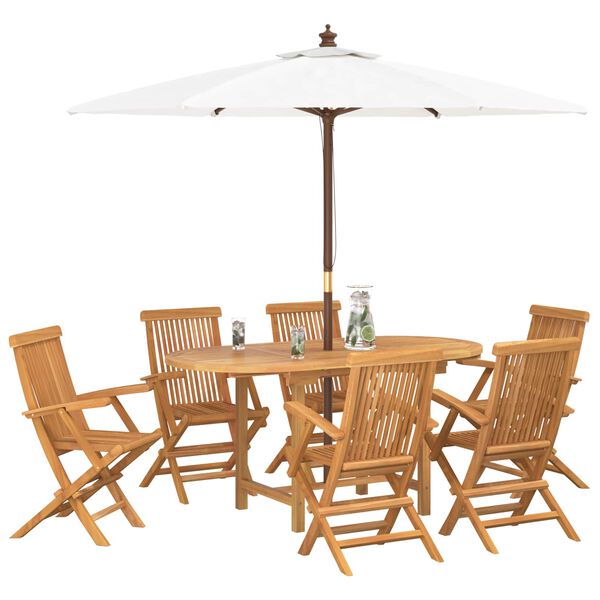 vidaXL Ensemble de salle &agrave; manger pour jardin 7 pcs Marron