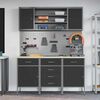 vidaXL &Eacute;tabli avec tiroir 7 pcs Noir 150 x 55 x 200 cm Acier