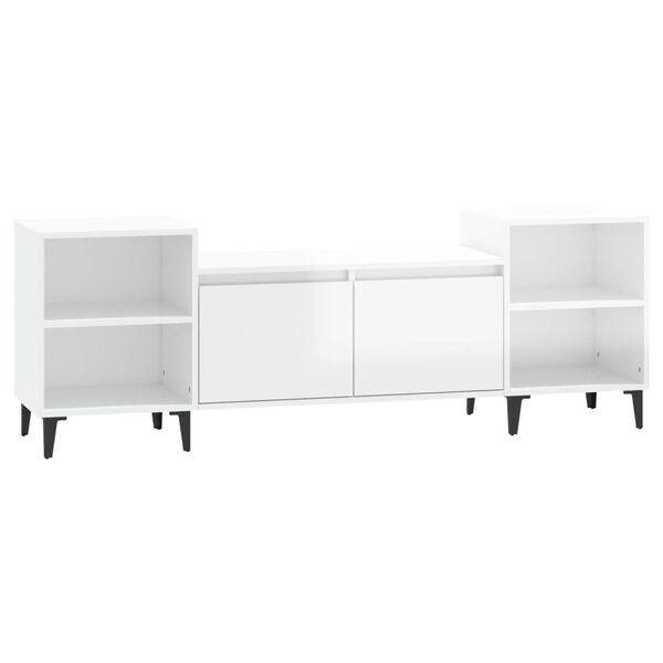 vidaXL Meuble TV Blanc brillant 160x35x55 cm Bois d'ing&eacute;nierie