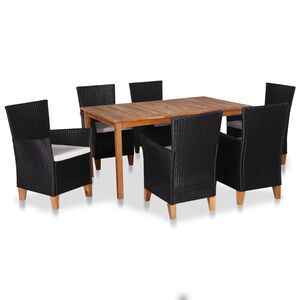 vidaXL Ensemble &agrave; manger d'ext&eacute;rieur 7 pcs R&eacute;sine tress&eacute;e Noir marron