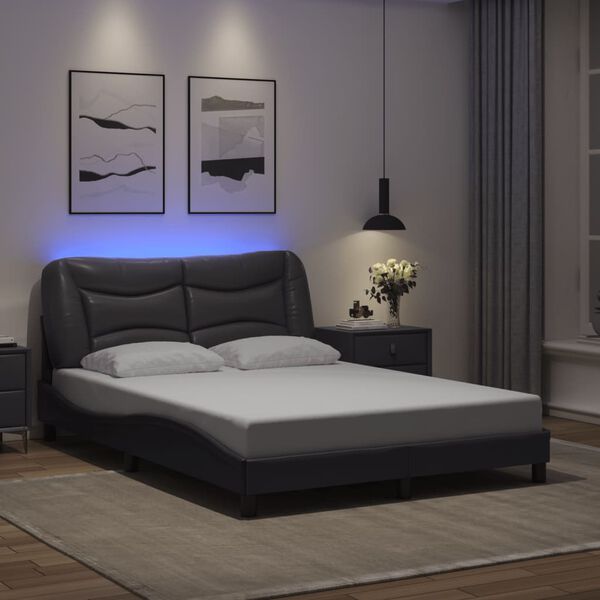 vidaXL Cadre de lit avec LED sans matelas Hvar gris 120x200 cm