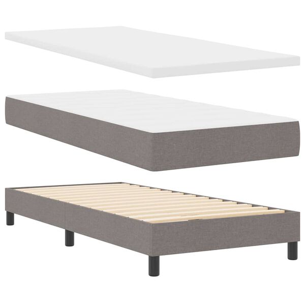 vidaXL Lit &agrave; ressorts avec matelas Taupe 190 x 140 cm Polyester