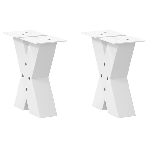 vidaXL Pieds de table basse en forme de X, 2 pi&egrave;ces, blanc, 30 x (30-31) cm, acier