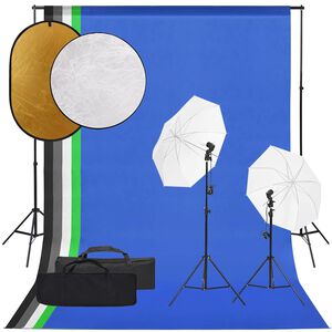 vidaXL Kit de studio photo avec &eacute;clairage toile de fond et r&eacute;flecteur