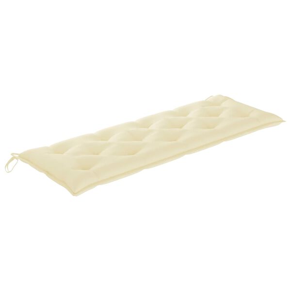 vidaXL Banc Batavia avec coussin blanc cr&egrave;me 150cm Bois de teck massif