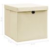 vidaXL Bo&icirc;tes de rangement &agrave; couvercles 4 pcs Cr&egrave;me 32x32x32 cm Tissu