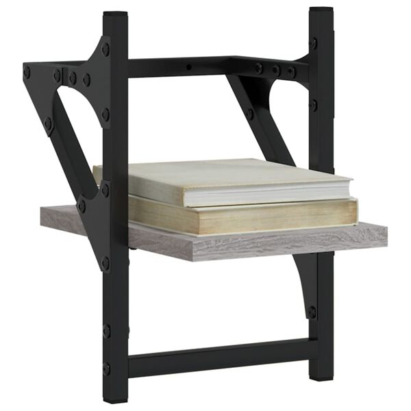 vidaXL &Eacute;tag&egrave;res murales avec barres 2 pcs sonoma gris 20x25x30 cm