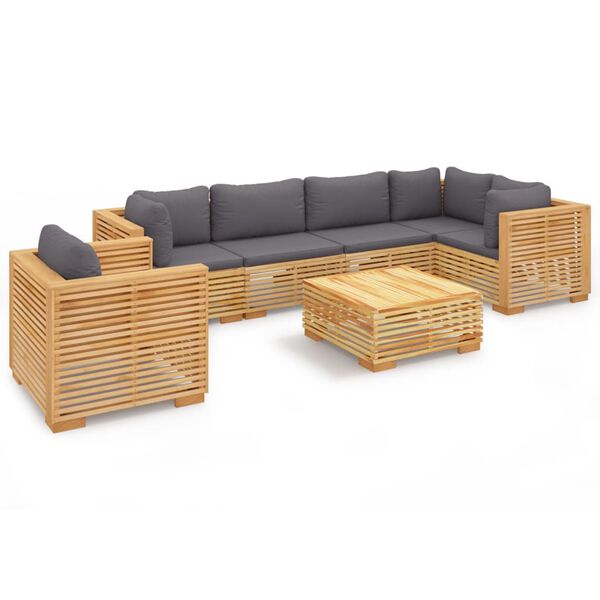 vidaXL Salon de jardin 7 pcs avec coussins Bois de teck solide