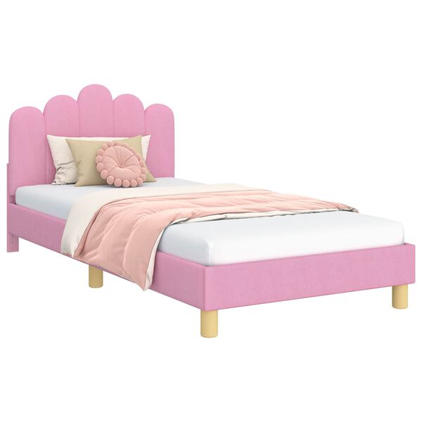 vidaXL Cadre de lit pour enfants avec t&ecirc;te de lit Rose 90 x 190 cm