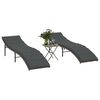vidaXL Chaises longues lot de 2 avec table gris r&eacute;sine tress&eacute;e