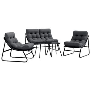 vidaXL Ensemble de salle &agrave; manger pour jardin 5 pcs Noir Acier