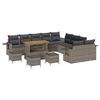 vidaXL Ensemble de canap&eacute; de jardin 14 pc Gris polyrotin