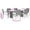 vidaXL Ensemble &agrave; manger de jardin coussins 7pcs Noir R&eacute;sine tress&eacute;e