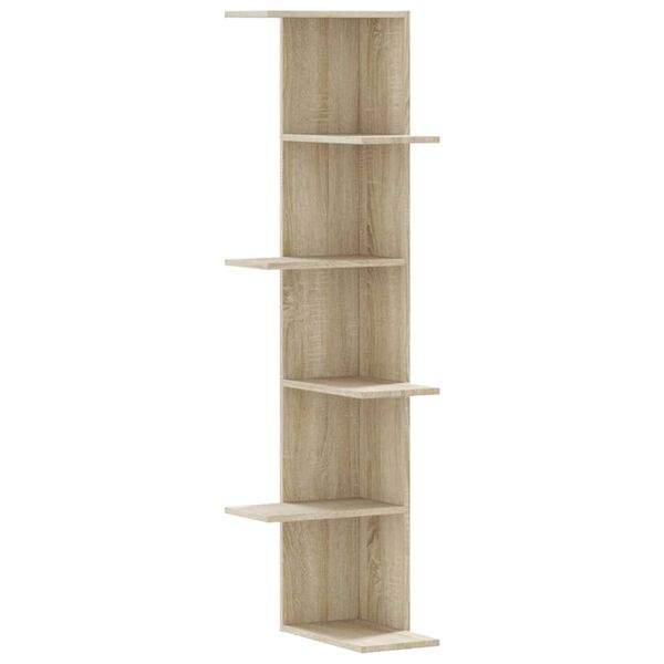 vidaXL &Eacute;tag&egrave;re d'angle murale ch&ecirc;ne sonoma bois d'ing&eacute;nierie