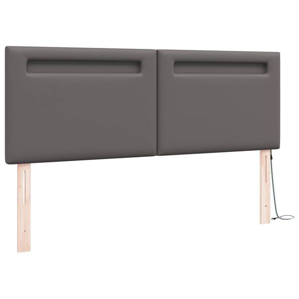 vidaXL T&ecirc;te de lit LED Gris 160 cm Cuir synth&eacute;tique