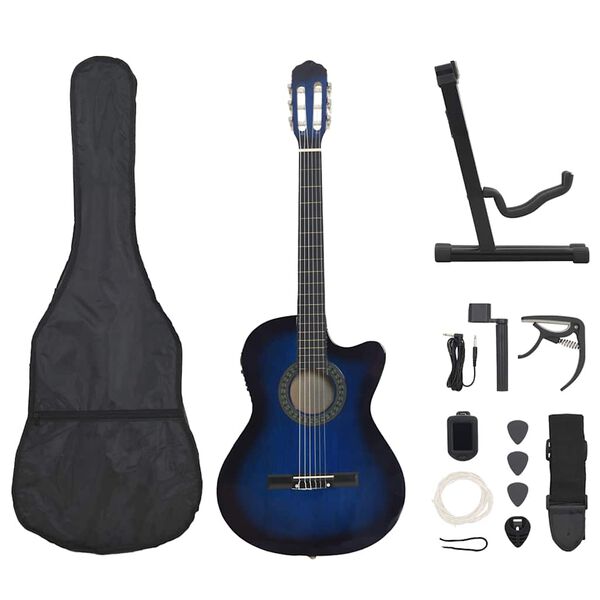 vidaXL Jeu de guitare 12pcs occidental avec égaliseur et 6 cordes Bleu