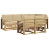 vidaXL Ensemble de canap&eacute;s d'ext&eacute;rieur 7 pc Blanc et Beige Polyester