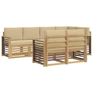 vidaXL Ensemble de canap&eacute;s d'ext&eacute;rieur 7 pc Blanc et Beige Polyester