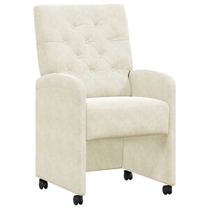 vidaXL Chaises de Salle &agrave; Manger avec Roues 2 pcs Cr&egrave;me Velours