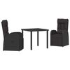 vidaXL Ensemble de salle &agrave; manger pour jardin 3 pcs Noir polyrotin