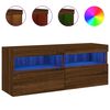 vidaXL Meuble TV mural avec lumi&egrave;res LED ch&ecirc;ne marron 100x30x40 cm