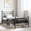 vidaXL Cadre de lit m&eacute;tal sans matelas avec pied de lit noir 100x190cm