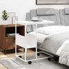 vidaXL Table d'appoint avec roues blanc 55x36x63,5cm bois d'ing&eacute;nierie