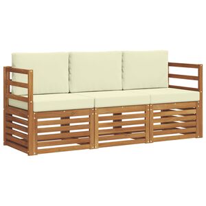vidaXL Ensembles de canap&eacute;s 3 pc Naturel et Cr&egrave;me Bois d'Acacia Massif