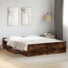 vidaXL Cadre de lit avec tiroirs sans matelas ch&ecirc;ne fum&eacute; 140x200 cm