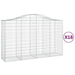vidaXL Paniers &agrave; gabions arqu&eacute;s 18 pcs 200x50x120/140 cm Fer galvanis&eacute;
