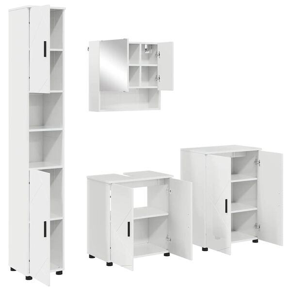 vidaXL Ensemble de mobilier de salle de bain 4 pcs Blanc brillant