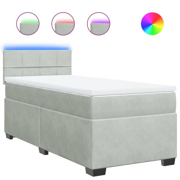 vidaXL Sommier &agrave; lattes de lit et matelas Gris clair 80x200 cm Velours