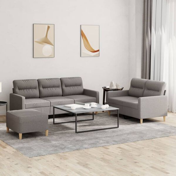 vidaXL Ensemble de canap&eacute;s 3 pcs avec coussins Taupe Tissu