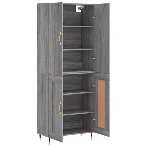 vidaXL Buffet haut Sonoma gris 69,5x34x180 cm Bois d'ing&eacute;nierie