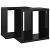 vidaXL &Eacute;tag&egrave;res cube murales 2 pcs noir brillant 26x15x26 cm