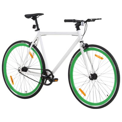 vidaXL Vélo à pignon fixe blanc et vert 700c 55 cm