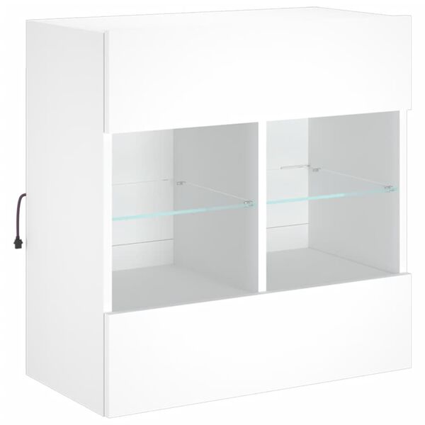 vidaXL Meuble TV mural avec lumi&egrave;res LED blanc 58,5x30x60,5 cm