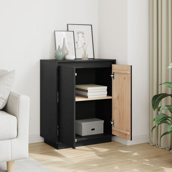 vidaXL Buffet Noir 60x34x75 cm Bois massif de pin