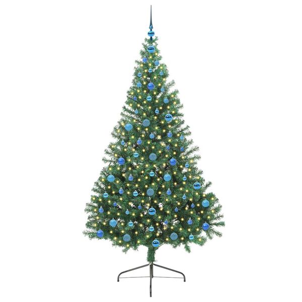 vidaXL Sapin de No&euml;l artificiel pr&eacute;-&eacute;clair&eacute; Vert 210 cm PVC
