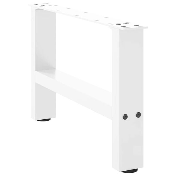 vidaXL Pieds de table basse Blanc 2 pi&egrave;ces 50 x (30-31) cm Acier