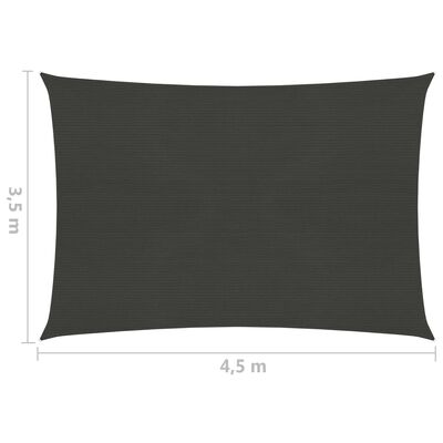 vidaXL Voile d'ombrage 160 g/m² Anthracite 3,5x4,5 m PEHD