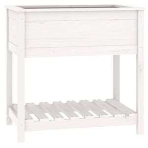 vidaXL Jardini&egrave;re avec &eacute;tag&egrave;re Blanc 82,5x54x81 cm Bois massif de pin