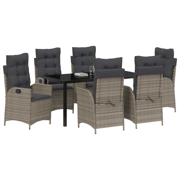 vidaXL Ensemble de salle &agrave; manger pour jardin 7 pcs Gris polyrotin