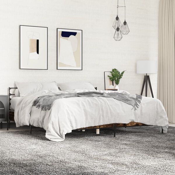 vidaXL Cadre de lit sans matelas ch&ecirc;ne fum&eacute; 180x200 cm