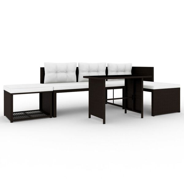 vidaXL Salon de jardin 4 pcs R&eacute;sine tress&eacute;e Marron